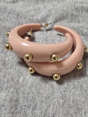 Pink & Gold Beaded Hoop Earrings
